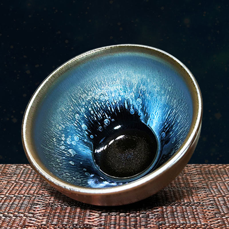 Buddha Stones Handmade Chinese Jianzhan Oil Drop Spots Pattern Ceramic Teacup Tenmoku Kung Fu Tea Cup 150ml - image 3