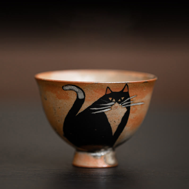Buddha Stones Small Cute Cat Teacup Kung Fu Tea Cup 60ml - Cat Staring 6.5cm*4.7cm*60ml - image 10