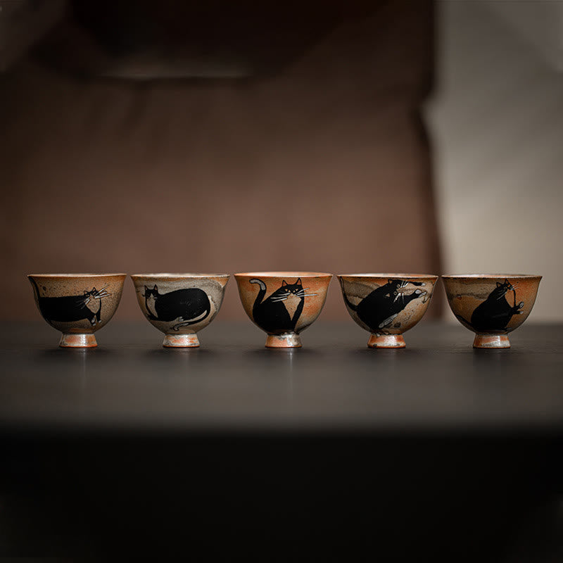 Buddha Stones Small Cute Cat Teacup Kung Fu Tea Cup 60ml - image 16