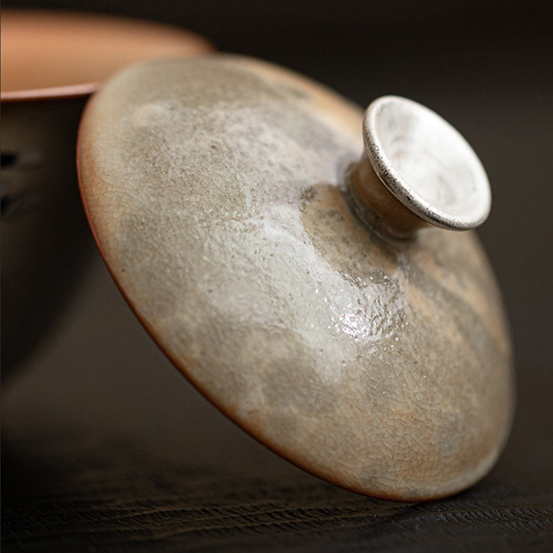 Buddha Stones Cute Cat Ceramic Gaiwan Teacup Kung Fu Tea Cup With Lid 130ml - image 3