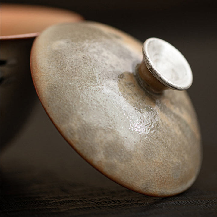 Buddha Stones Cute Cat Ceramic Gaiwan Teacup Kung Fu Tea Cup With Lid 130ml - image 3