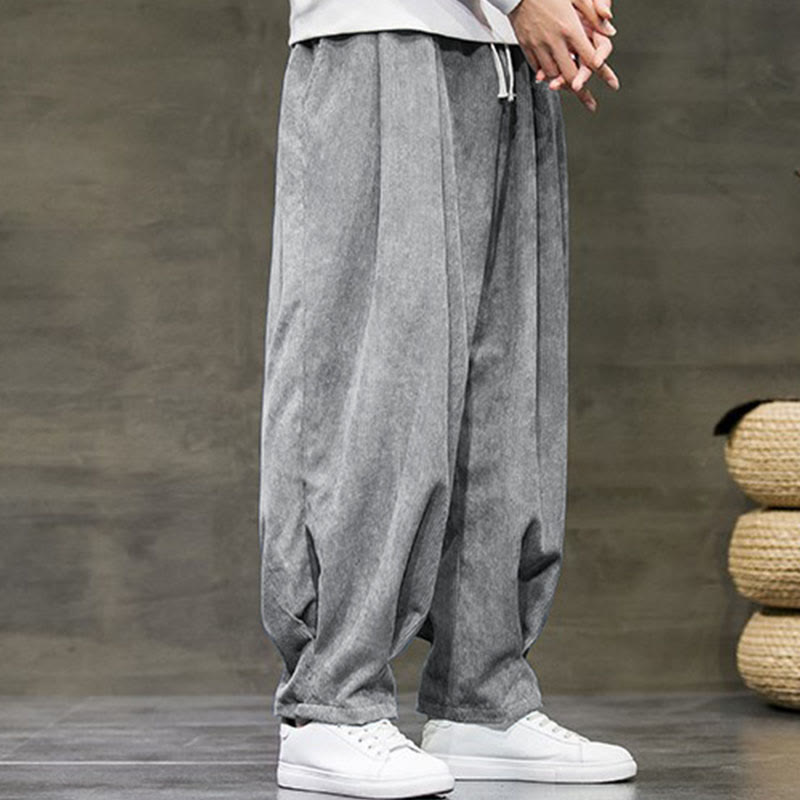 Buddha Stones Casual Plain Cotton Bloomer Men's Pants With Pockets - image 12