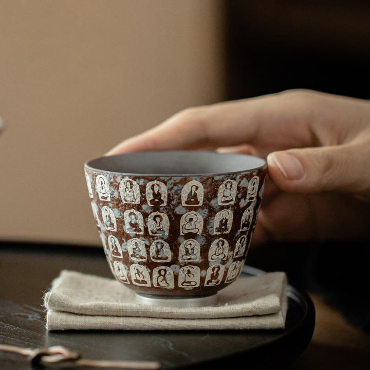 Buddha Stones Ten Thousand Buddha Poems Teacup Kung Fu Tea Cup 100ml With Gift Box