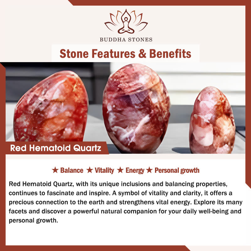 Buddha Stones Natural Red Hematoid Quartz Beads Balance Bracelet