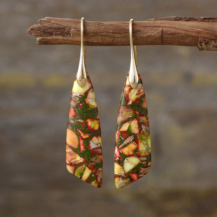 Buddha Stones Natural Emperor Stone Geometric Crystal Anti-Stress Earrings - Yellow Emperor Stone(Copper Posts)-Golden - image 8