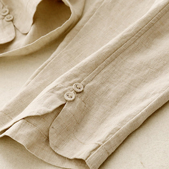 Buddha Stones Summer Solid Color Side Button Design Cotton Linen Women's Harem Pants With Pockets - image 8