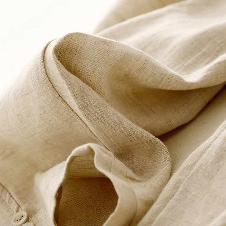 Buddha Stones Summer Solid Color Side Button Design Cotton Linen Women's Harem Pants With Pockets - image 9