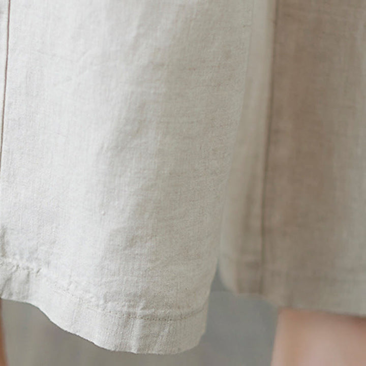 Buddha Stones Daily Solid Color Patchwork Simple Design Cotton Linen Women's Pants With Pockets - image 12