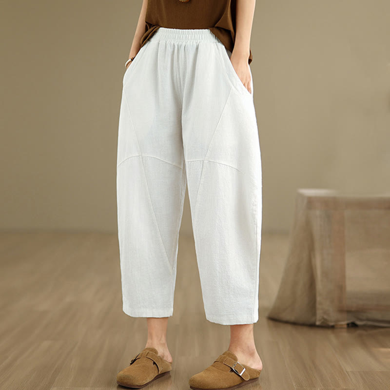 Buddha Stones Spring 7-8 Length Solid Color Women's Harem Pants With Pockets - image 23