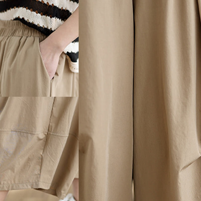 Buddha Stones Summer Irregular Pleating Design Cotton Women's Wide Leg Pants With Pockets - image 7