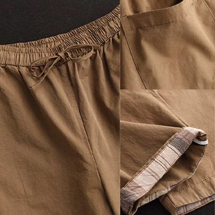 Buddha Stones Casual Plain Patched Cuff Design Women's Cotton Harem Cropped Pants With Pockets - image 7