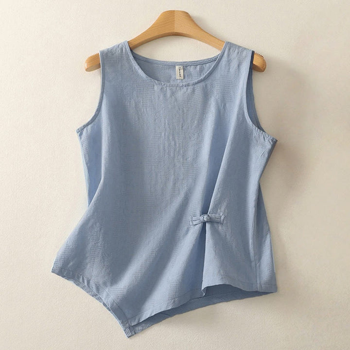 Buddha Stones Summer Solid Color Sleeveless Women's Cotton Linen Vest Waistcoat