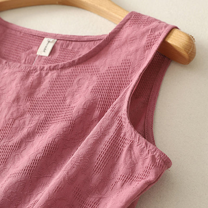 Buddha Stones Summer Solid Color Sleeveless Women's Cotton Linen Vest Waistcoat