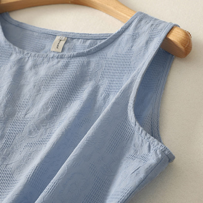 Buddha Stones Summer Solid Color Sleeveless Women's Cotton Linen Vest Waistcoat - image 2