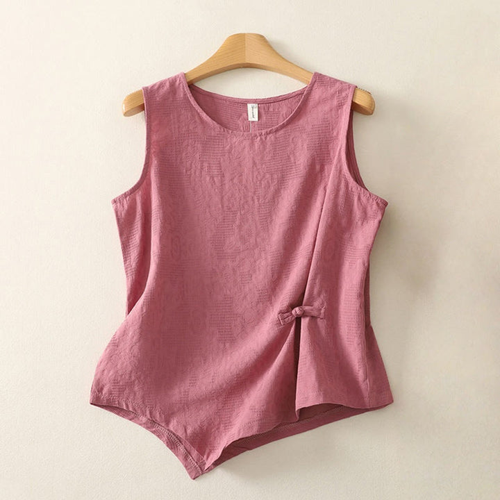 Buddha Stones Summer Solid Color Sleeveless Women's Cotton Linen Vest Waistcoat
