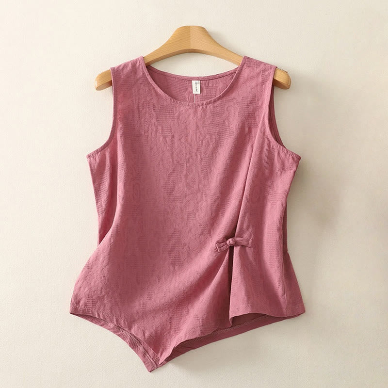 Buddha Stones Summer Solid Color Sleeveless Women's Cotton Linen Vest Waistcoat - LightCoral - US8-10，UK/AU12-14，EU40-42 (2XL) - image 12