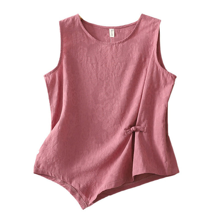 Buddha Stones Summer Solid Color Sleeveless Women's Cotton Linen Vest Waistcoat - image 17