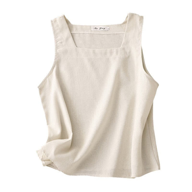 Buddha Stones Summer Square Collar Women's Cotton Linen Sleeveless Vest - image 10