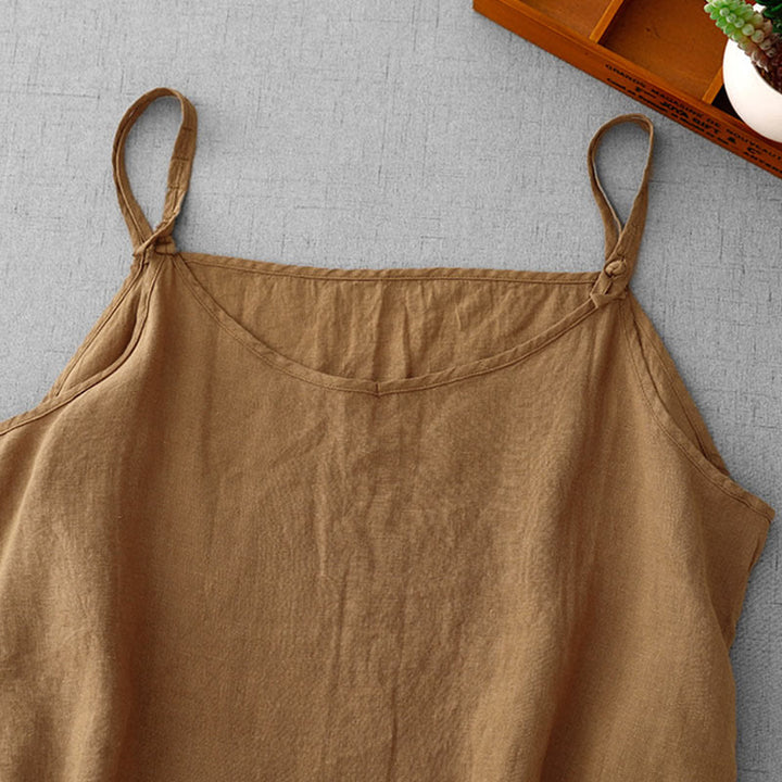 Buddha Stones Summer Plain Adjustable Strap Design Women's Cotton Linen Vest Waistcoat - image 21