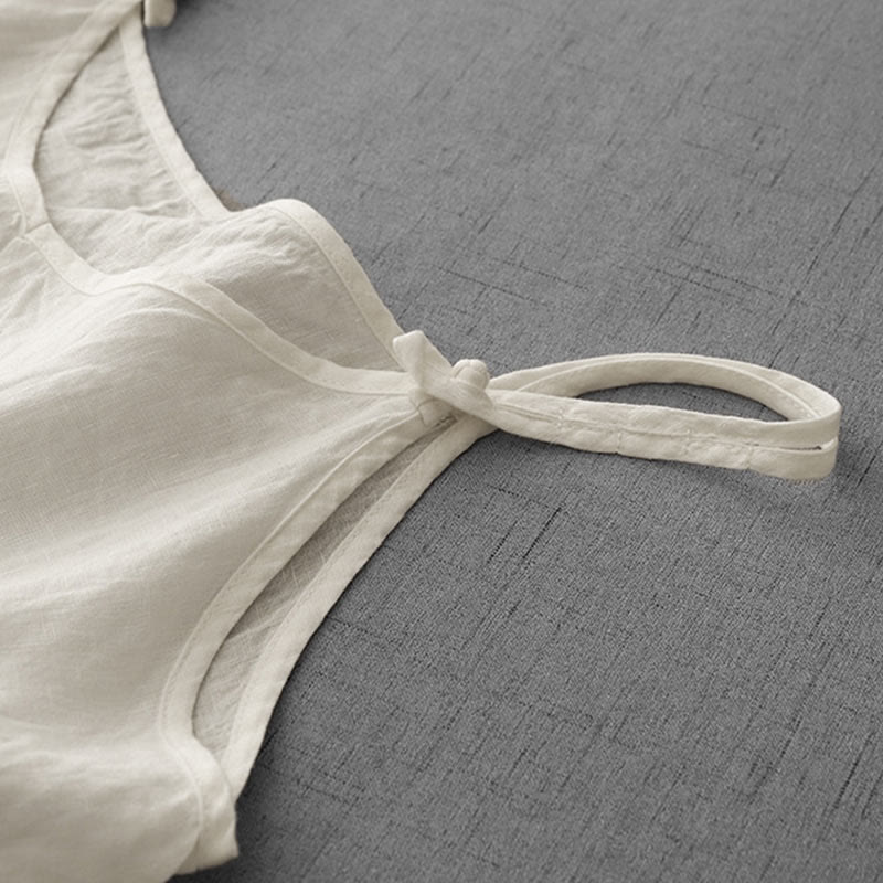 Buddha Stones Summer Plain Adjustable Strap Design Women's Cotton Linen Vest Waistcoat - image 9