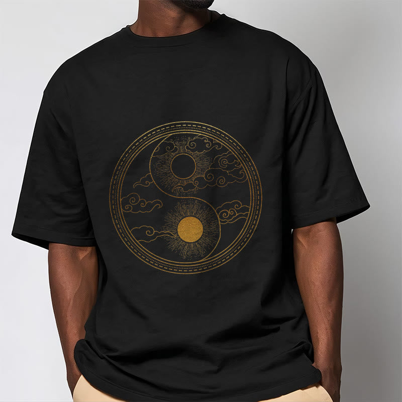 Buddha Stones Yin Yang Sun Auspicious Clouds Tee T-shirt - image 2