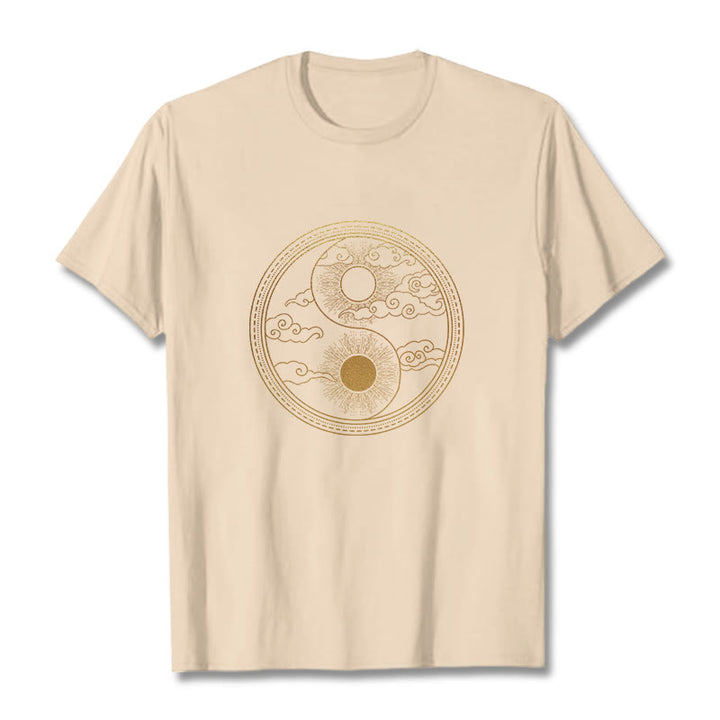 Buddha Stones Yin Yang Sun Auspicious Clouds Tee T-shirt - Bisque - 2XL - image 13