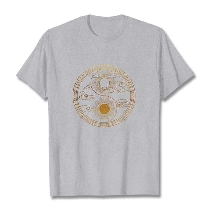 Buddha Stones Yin Yang Sun Auspicious Clouds Tee T-shirt - LightGrey - 2XL - image 11