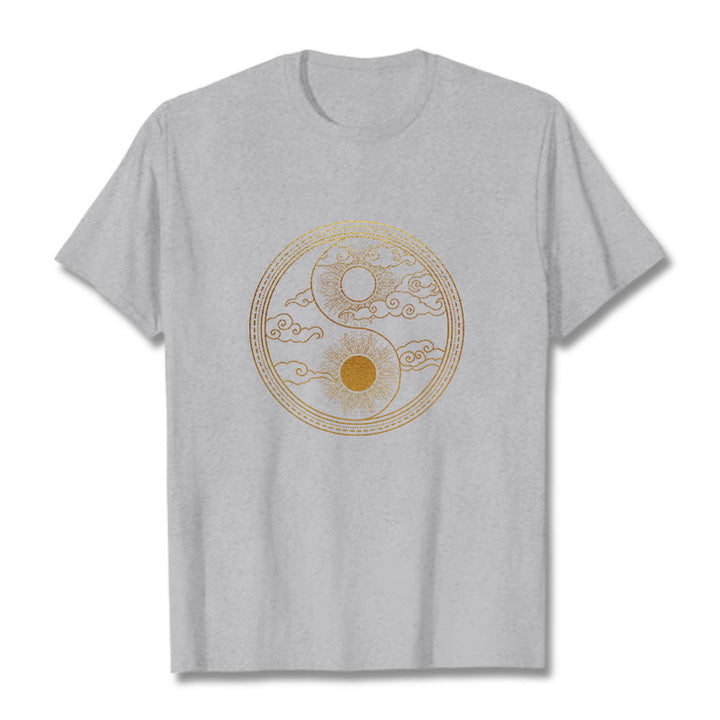 Buddha Stones Yin Yang Sun Auspicious Clouds Tee T-shirt - LightGrey - 2XL - image 11