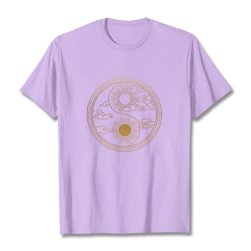 Buddha Stones Yin Yang Sun Auspicious Clouds Tee T-shirt - Plum - 2XL - image 19