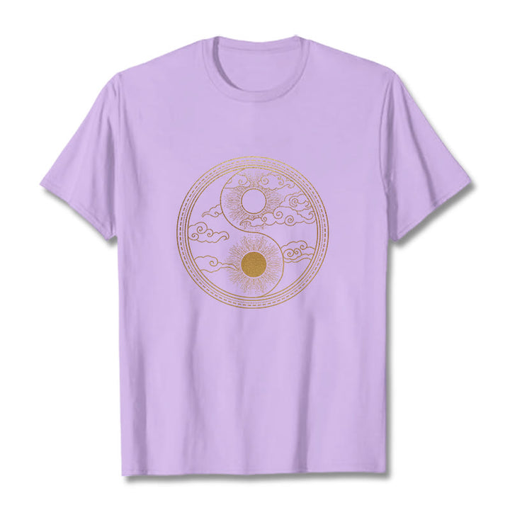Buddha Stones Yin Yang Sun Auspicious Clouds Tee T-shirt - Plum - 2XL - image 19