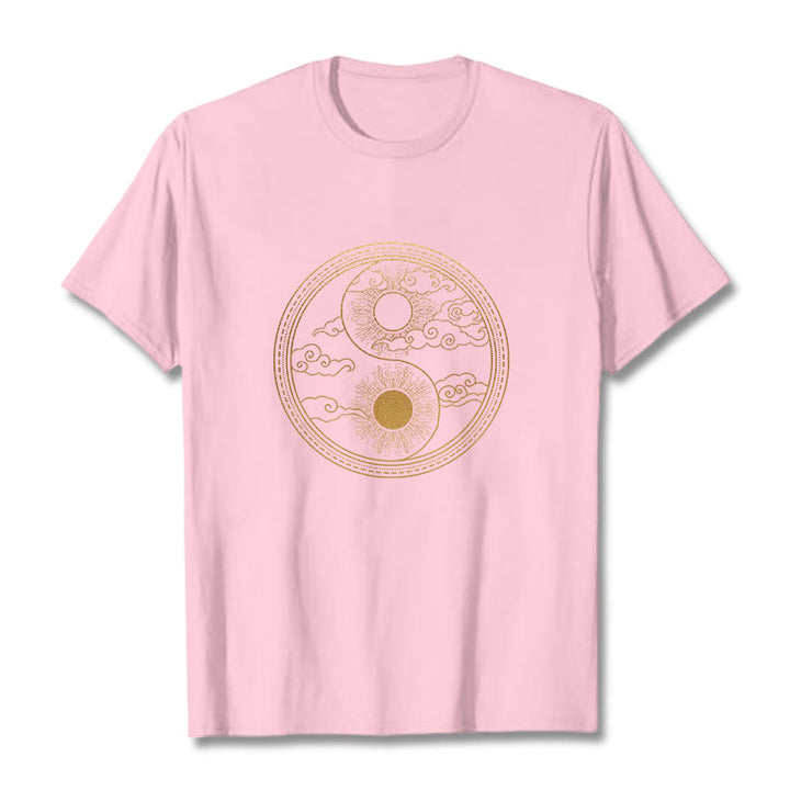 Buddha Stones Yin Yang Sun Auspicious Clouds Tee T-shirt - LightPink - 2XL - image 17
