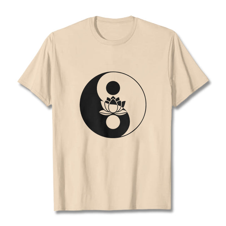 Buddha Stones Yin Yang Lotus Flower Tee T-shirt - Bisque - 2XL - image 9