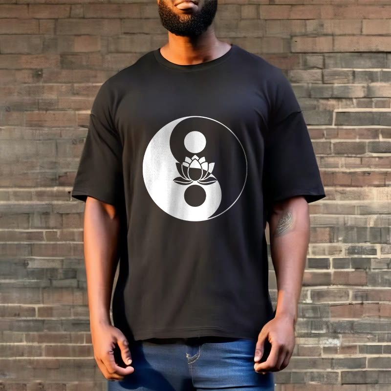 Buddha Stones Yin Yang Lotus Flower Tee T-shirt - image 6