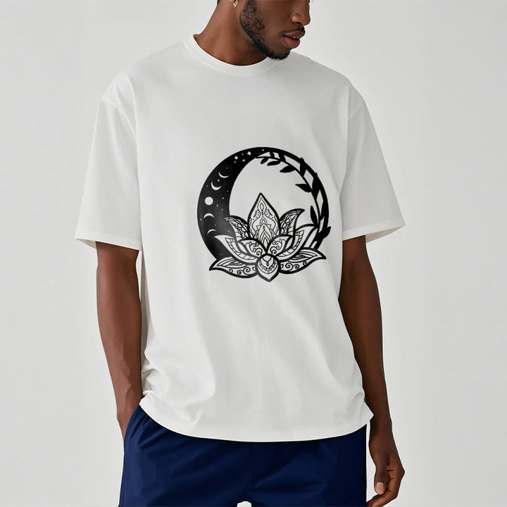 Buddha Stones Lotus Flower Sun Moon Intertwining Vines Tee T-shirt - image 1