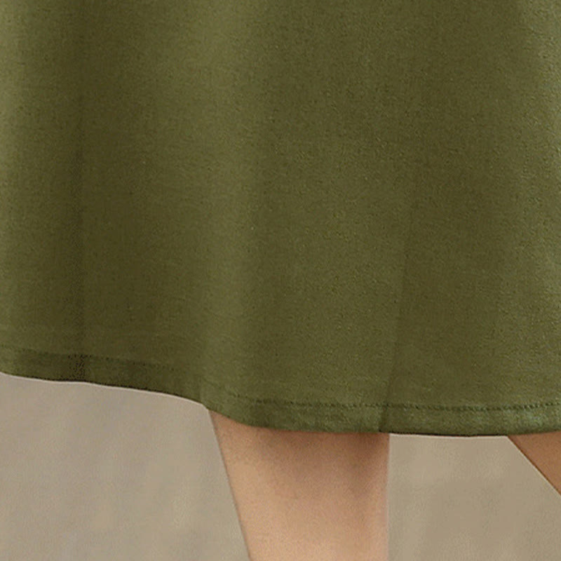 Buddha Stones Casual Plain Color Button Back Design Sleeveless Cotton Linen Midi Dress With Pockets - image 9