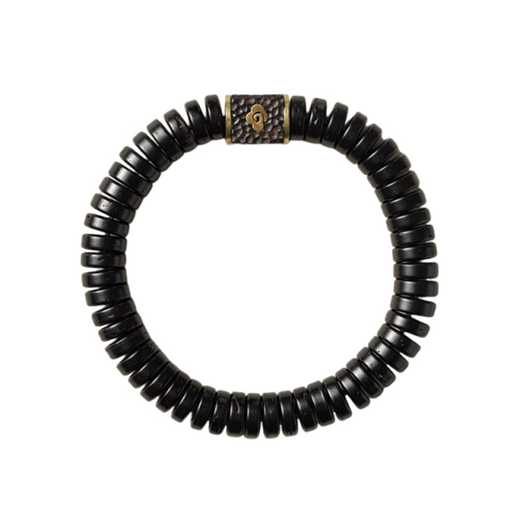 Buddha Stones Tibetan Coconut Shell Auspicious Clouds Positive Bracelet