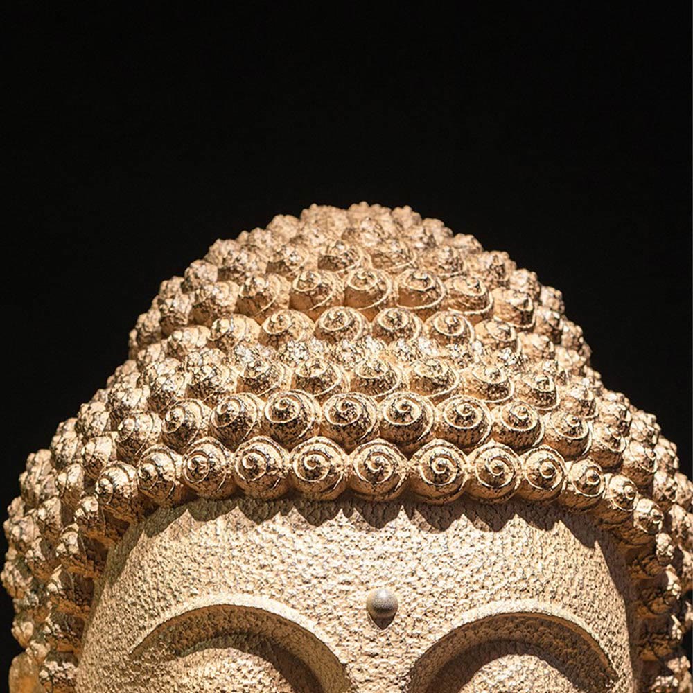 Buddha Stones Closed Eyes Meditating Buddha Head Resin Statue Zen Home Decoration 42*30*30cm - image 8