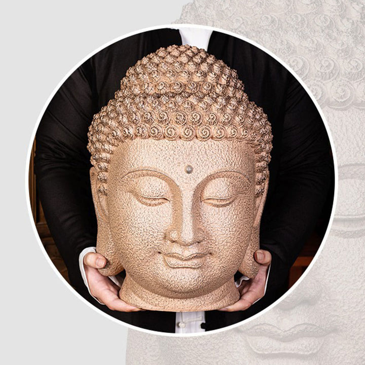 Buddha Stones Closed Eyes Meditating Buddha Head Resin Statue Zen Home Decoration 42*30*30cm - image 11