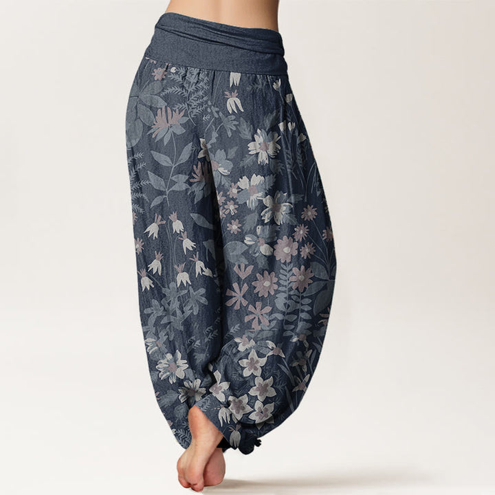 Buddha Stones Pure Cotton Casual Daisy Flowers Leaves Design Women's Elastic Waist Harem Pants - image 9