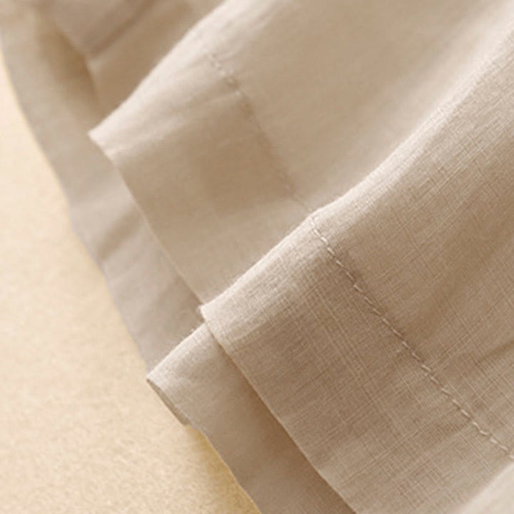 Buddha Stones Geometric Embroidery Elastic Waist Women's Cotton Linen Wide Leg Pants With Pockets - image 18