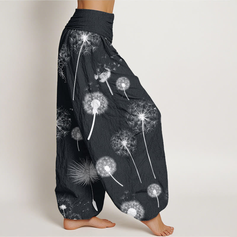 Buddha Stones Cotton Casual Dandelion Pattern Women's Elastic Waist Harem Pants - image 2