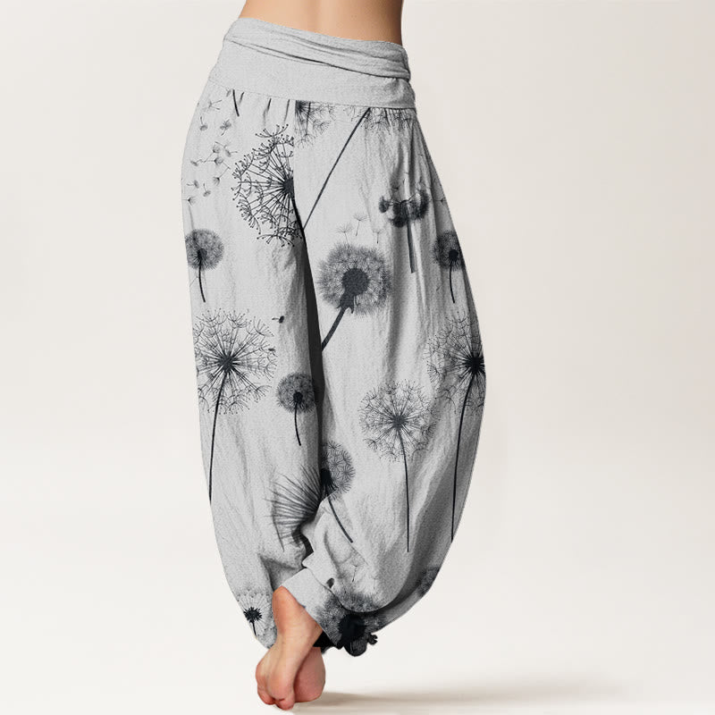 Buddha Stones Cotton Casual Dandelion Pattern Women's Elastic Waist Harem Pants - image 8