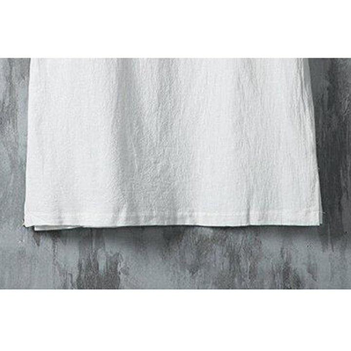 Buddha Stones Summer Chinese Frog-Button Printing Men's Plain Patchwork Half Sleeve Cotton Linen Shirt - image 5