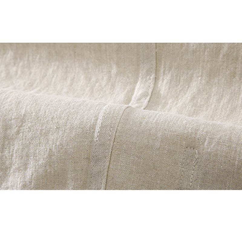 Buddha Stones Vintage Plain Tang Suit Chinese Frog-Button Cotton Linen Men's Shirt With Pockets - image 8