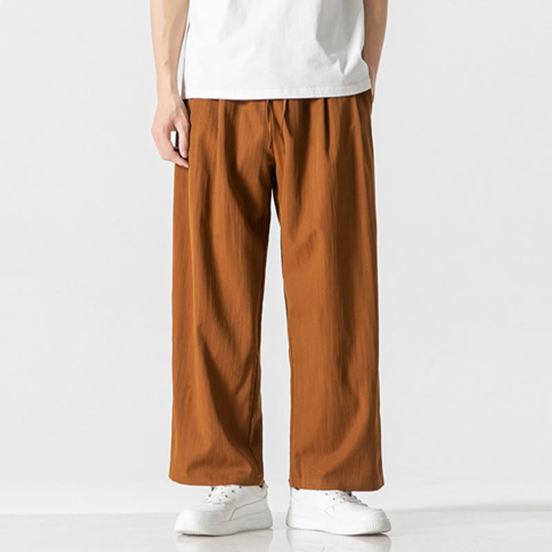 Buddha Stones Summer Casual Plain Straight Leg Design Men's Cotton Linen Drawstring Pants With Pockets - DarkGoldenrod - US/UK/AU46，EU56 (5XL) - image 27
