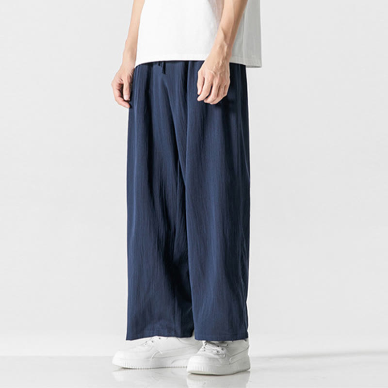 Buddha Stones Summer Casual Plain Straight Leg Design Men's Cotton Linen Drawstring Pants With Pockets - image 22