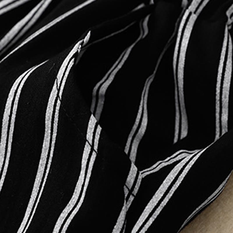 Buddha Stones Casual Acrylic Stripe Lace-up Women's Wide Leg Pants With Pockets - image 4