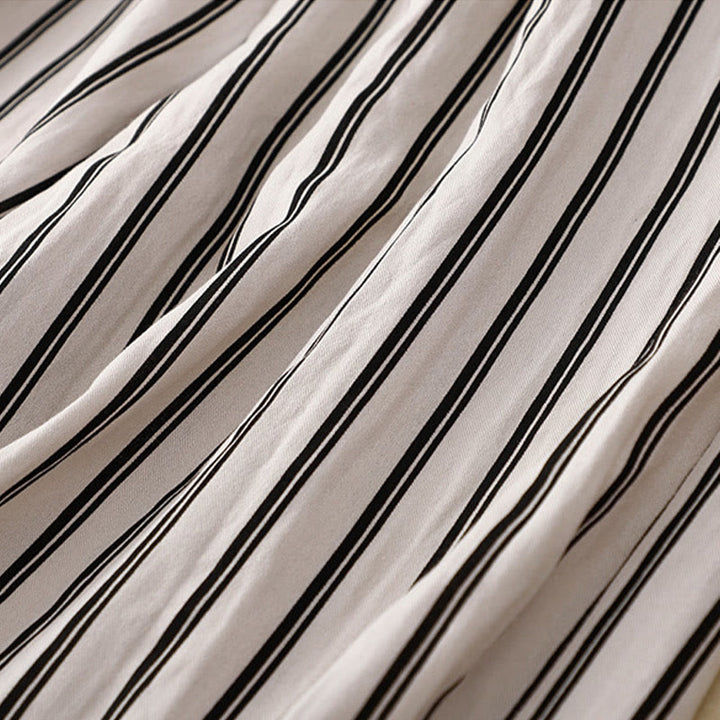 Buddha Stones Casual Acrylic Stripe Lace-up Women's Wide Leg Pants With Pockets - image 9