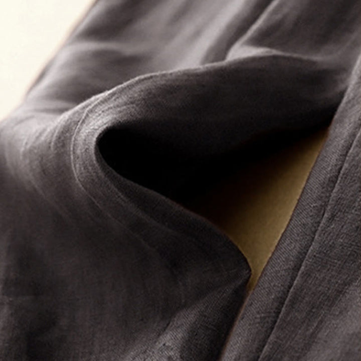 Buddha Stones Summer Plain Casual 7-8 Length Buttons Women's Cotton Linen Harem Pants With Pockets - image 8