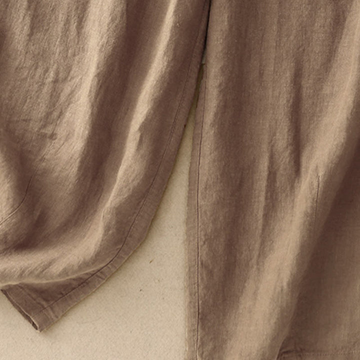 Buddha Stones Summer Plain Casual 7-8 Length Lace-up Women's Cotton Linen Harem Pants With Pockets - image 2